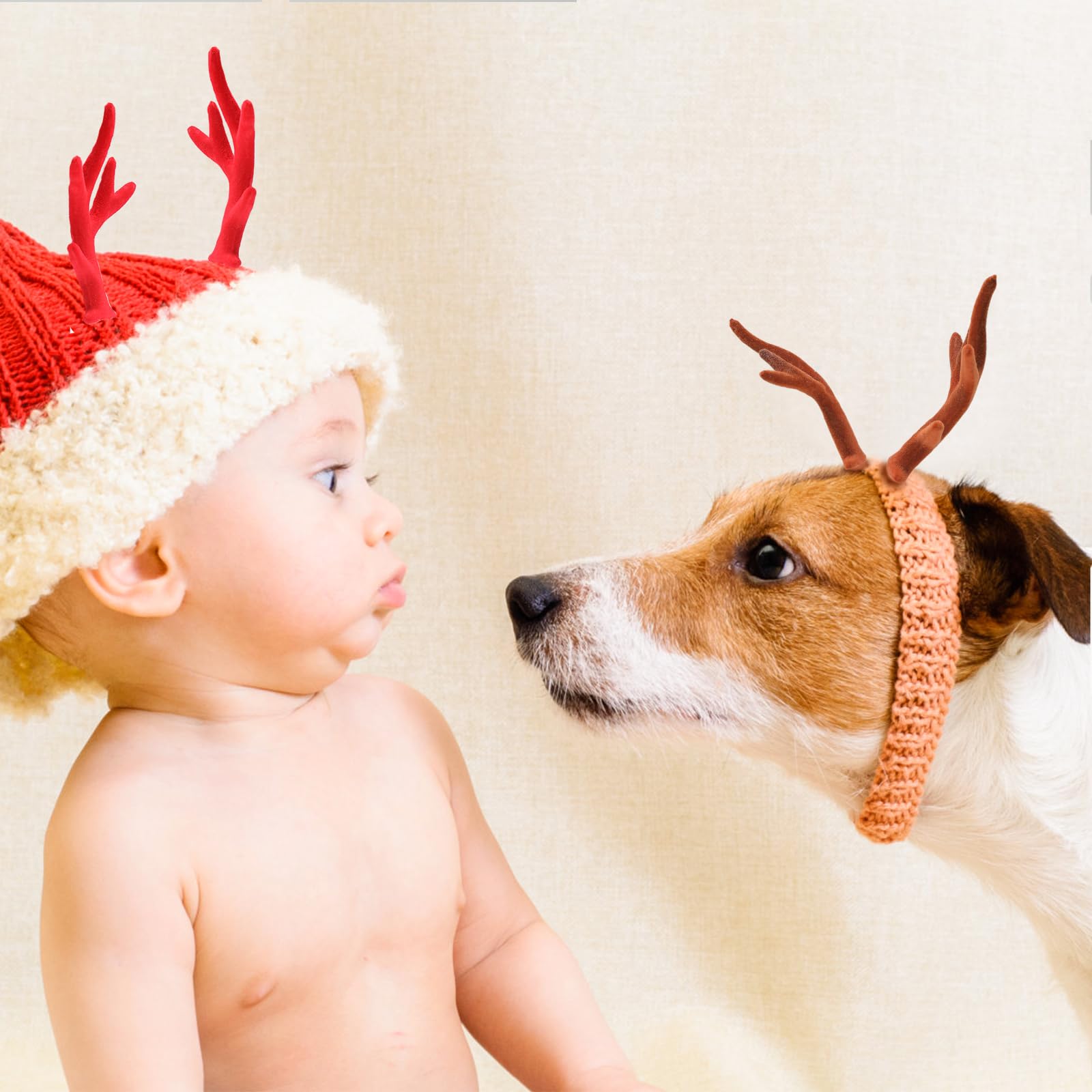 Bling Shoe Charms for Clog Sandals, 2Pairs of Lovely Reindeer Antlers, Animal Nose, Eyes Charms, Bling Glitter, Flocked Shoe Decoration Charms Accessories for Christmas Party Favor