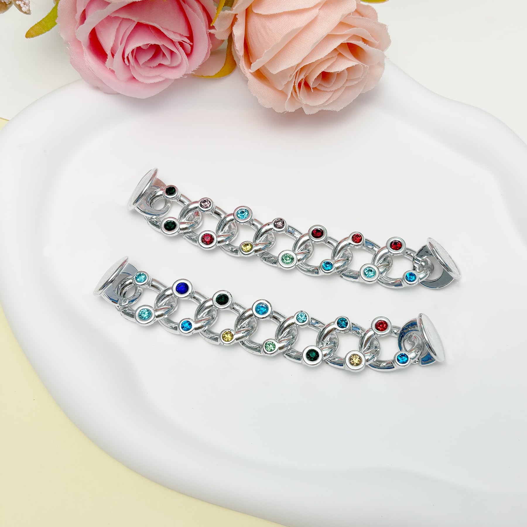 Bling Shoe Charms for Women, 22Pcs Plastic Sparkling Gems Rhinestones Shoe Decoration Charms, Girly Shoe Chains for Clog Sandals, DIY Shoe Accessories for Party Favor