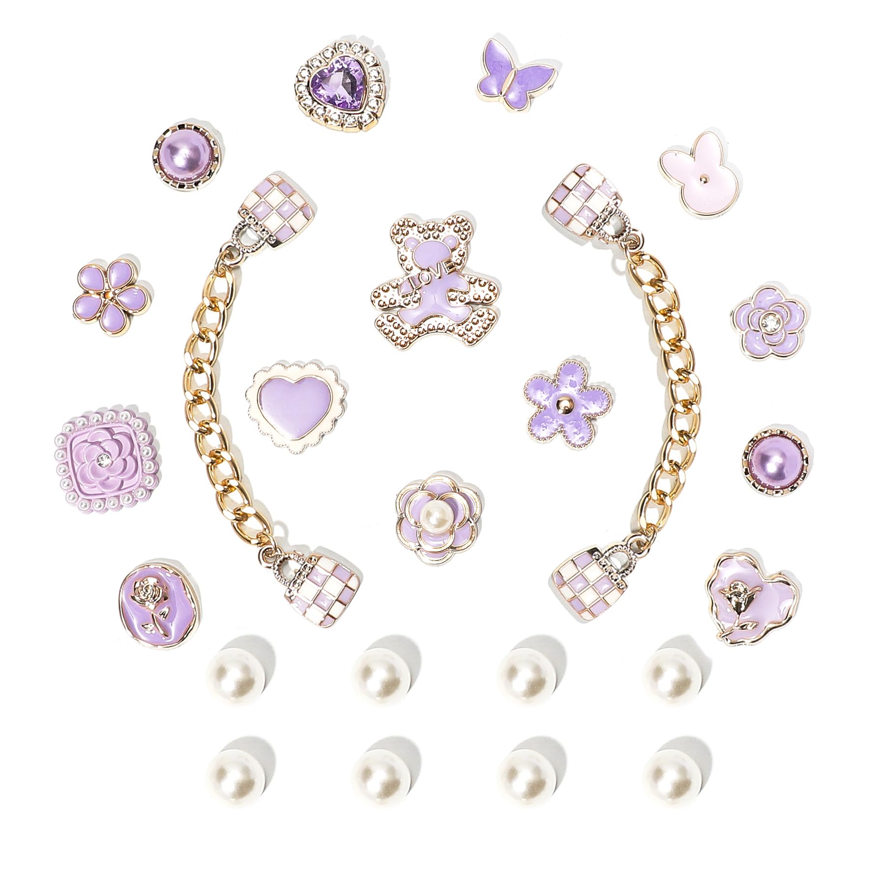 Bling Shoe Charms for Women, Sparkle Rhinestones Shoe Decoration Charms, Girly Shoe Chains for Clog Sandals, DIY Shoe Accessories for Party Favor