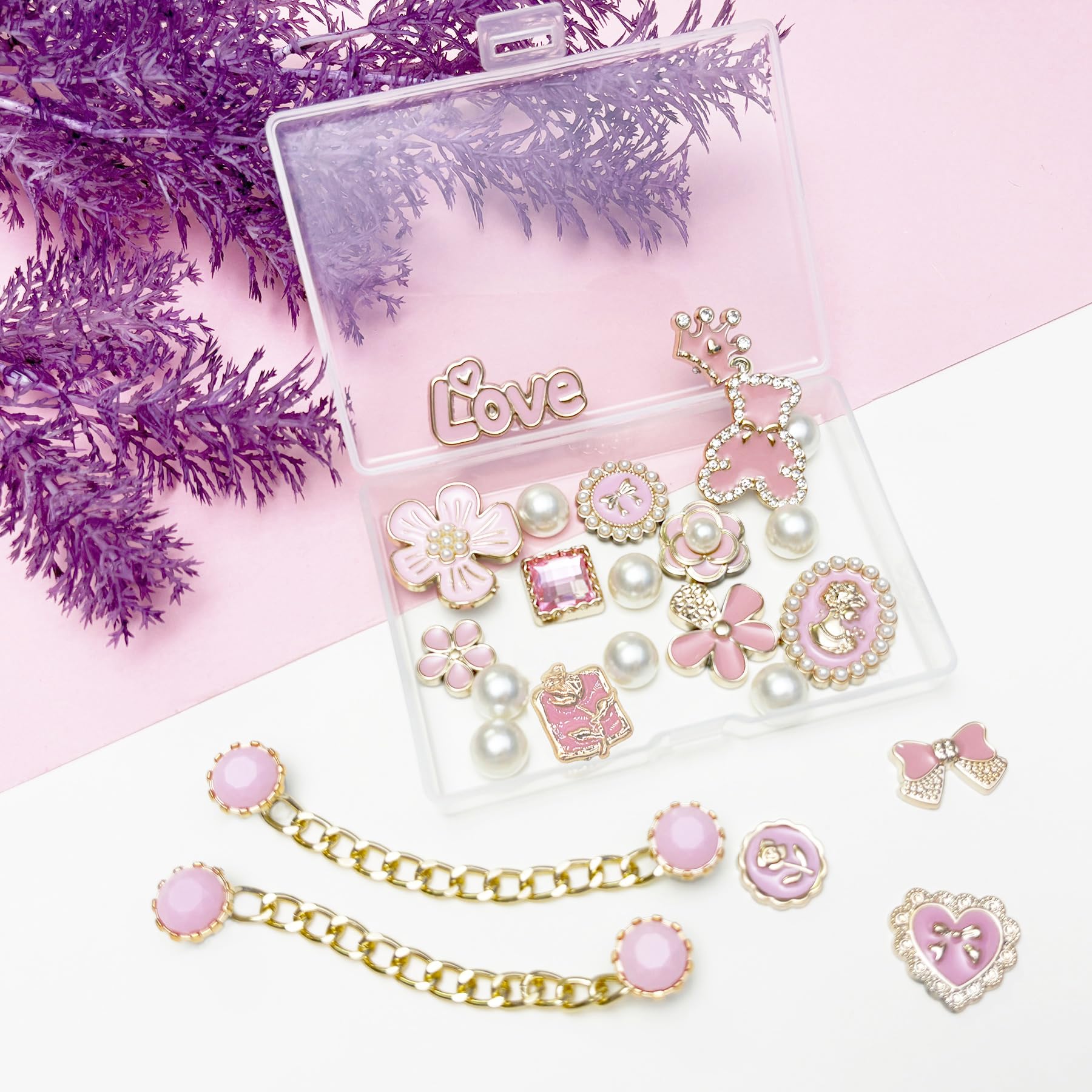 Bling Shoe Charms for Women, Sparkle Rhinestones Shoe Decoration Charms, Girly Shoe Chains for Clog Sandals, DIY Shoe Accessories for Party Favor