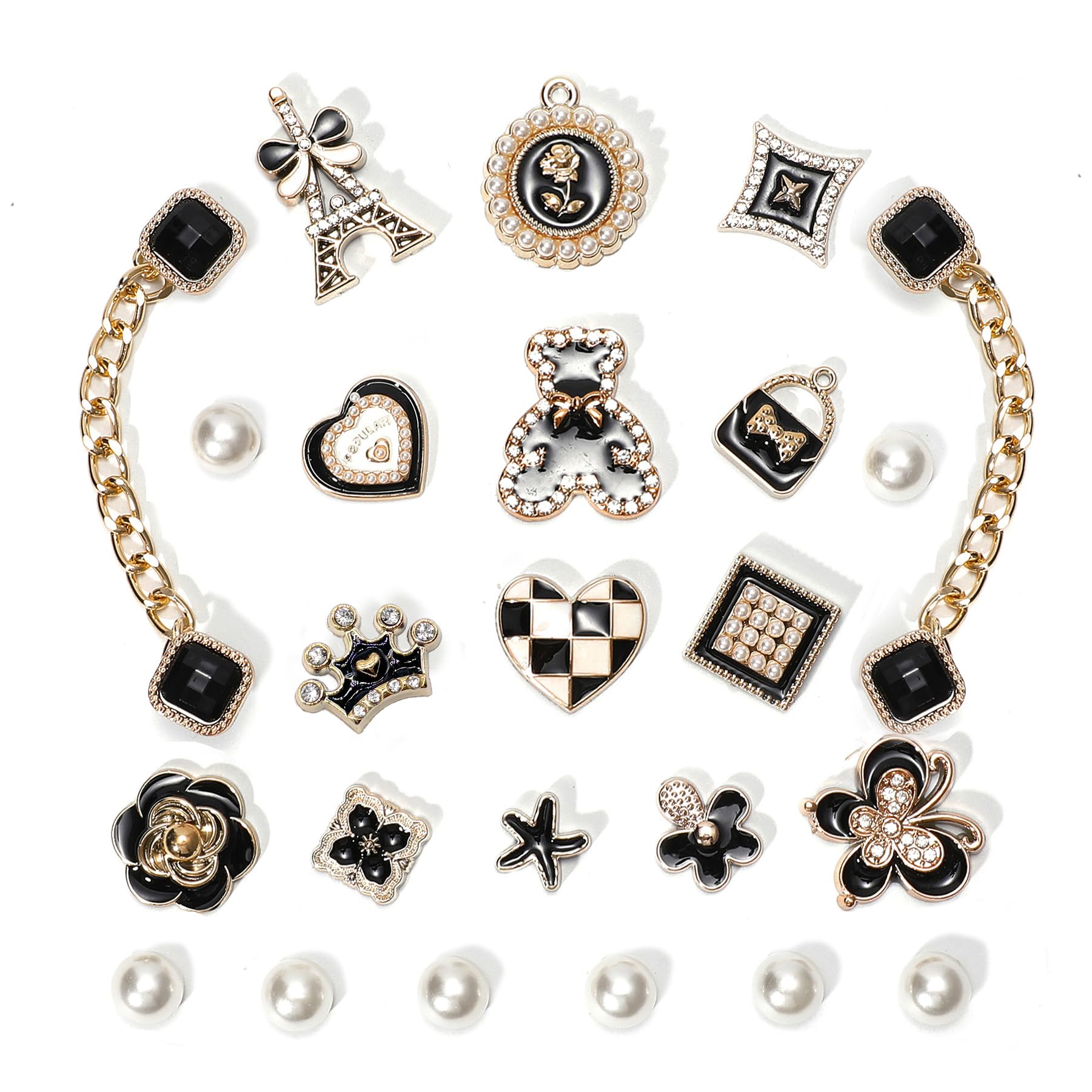 Bling Shoe Charms for Women, Sparkle Rhinestones Shoe Decoration Charms, Girly Shoe Chains for Clog Sandals, DIY Shoe Accessories for Party Favor