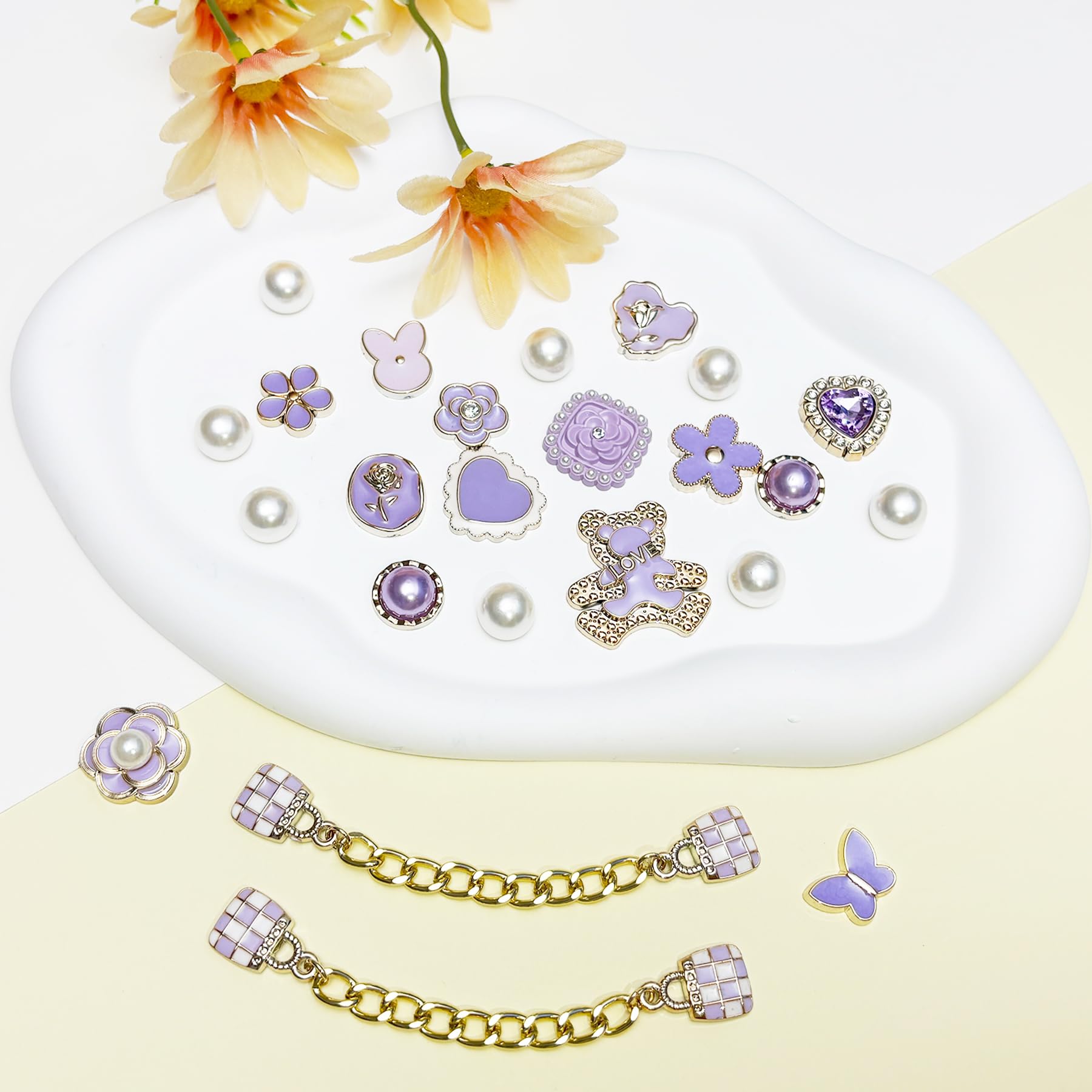 Bling Shoe Charms for Women, Sparkle Rhinestones Shoe Decoration Charms, Girly Shoe Chains for Clog Sandals, DIY Shoe Accessories for Party Favor