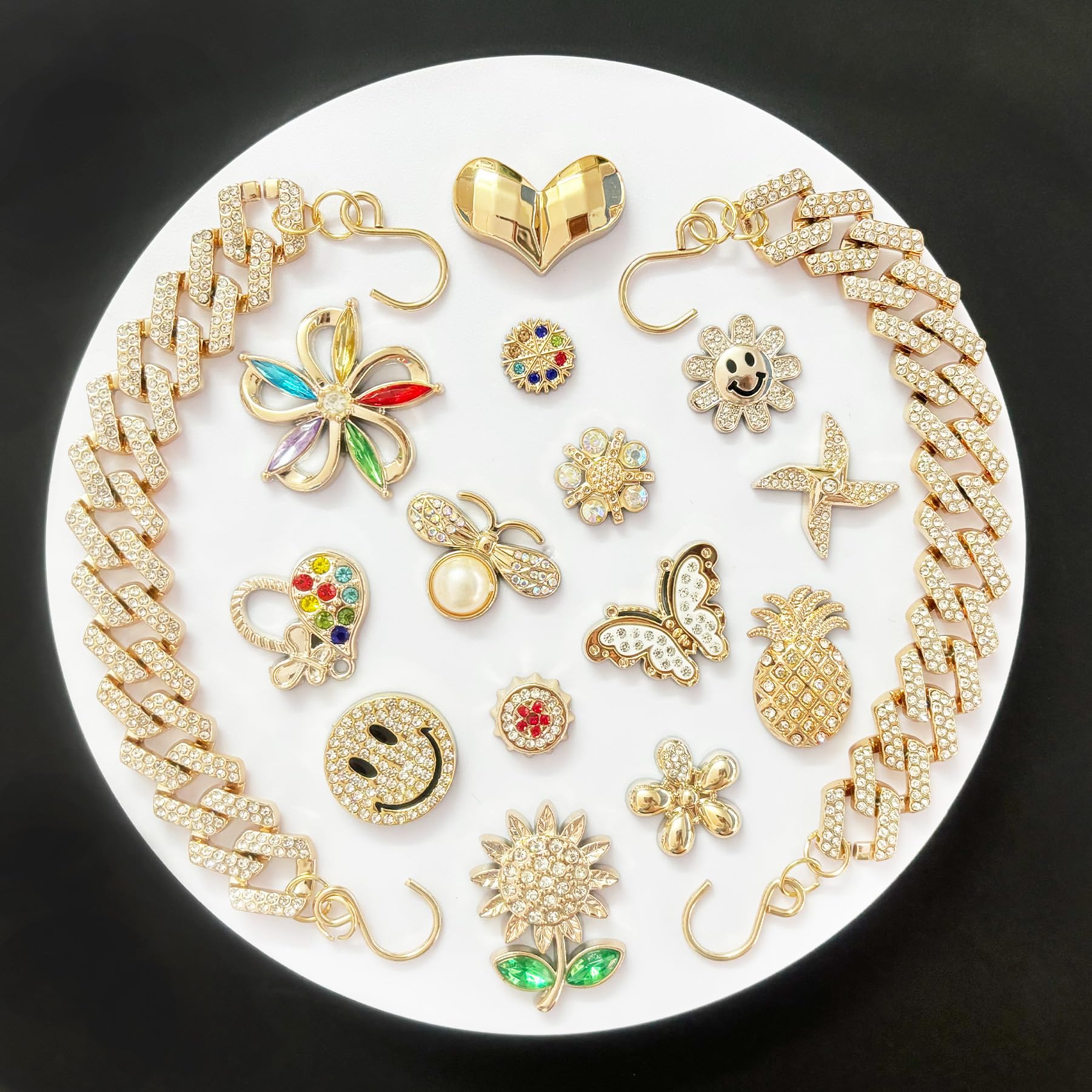 Bling Shoe Charms for Women, Sparkle Rhinestones Shoe Decoration Charms, Girly Shoe Chains for Clog Sandals, DIY Shoe Accessories for Party Favor