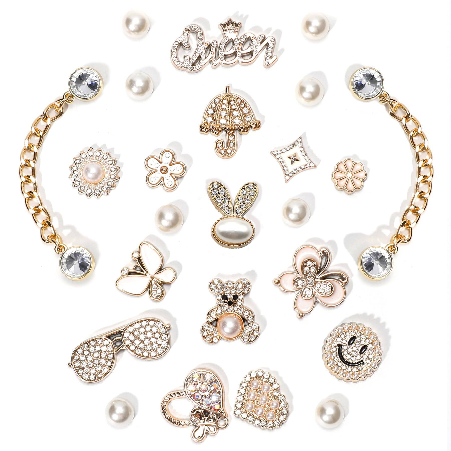 Bling Shoe Charms for Women, Sparkle Rhinestones Shoe Decoration Charms, Girly Shoe Chains for Clog Sandals, DIY Shoe Accessories for Party Favor