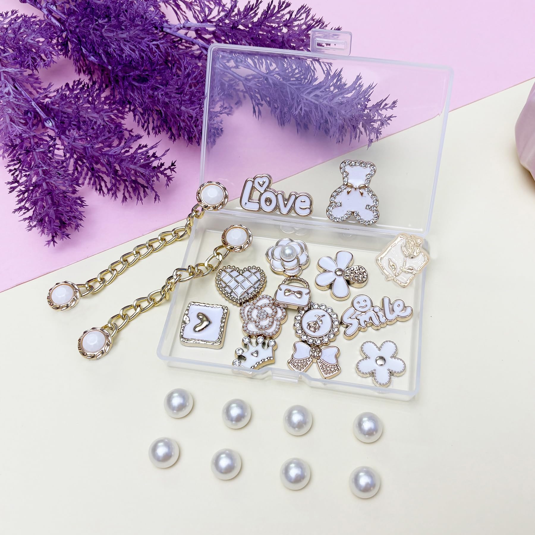 Bling Shoe Charms for Women, Sparkle Rhinestones Shoe Decoration Charms, Girly Shoe Chains for Clog Sandals, DIY Shoe Accessories for Party Favor