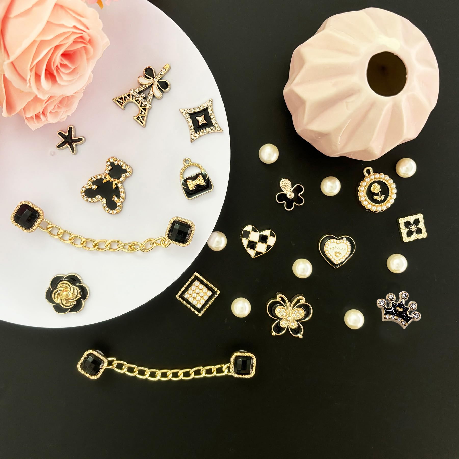 Bling Shoe Charms for Women, Sparkle Rhinestones Shoe Decoration Charms, Girly Shoe Chains for Clog Sandals, DIY Shoe Accessories for Party Favor