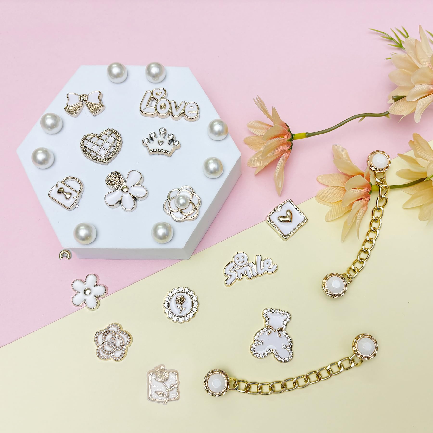 Bling Shoe Charms for Women, Sparkle Rhinestones Shoe Decoration Charms, Girly Shoe Chains for Clog Sandals, DIY Shoe Accessories for Party Favor