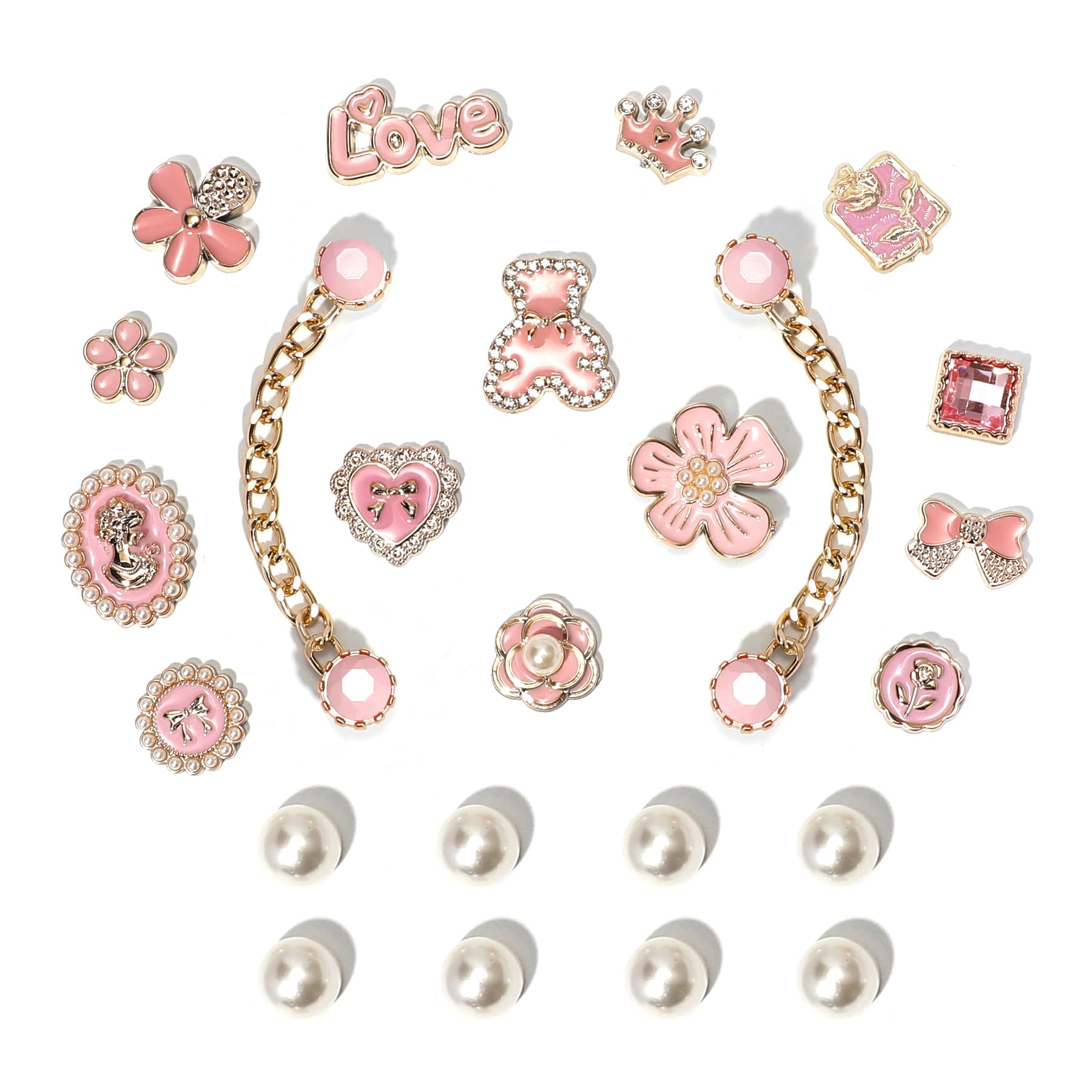 Bling Shoe Charms for Women, Sparkle Rhinestones Shoe Decoration Charms, Girly Shoe Chains for Clog Sandals, DIY Shoe Accessories for Party Favor