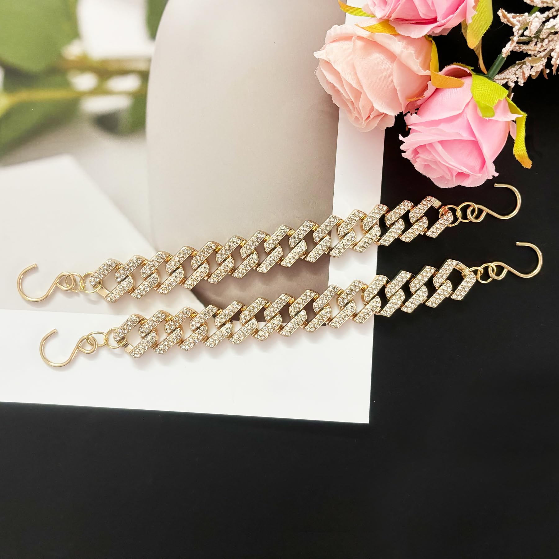 Bling Shoe Charms for Women, Sparkle Rhinestones Shoe Decoration Charms, Girly Shoe Chains for Clog Sandals, DIY Shoe Accessories for Party Favor