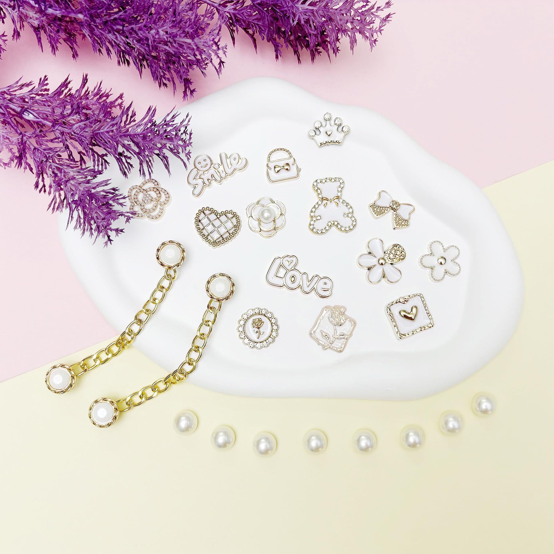 Bling Shoe Charms for Women, Sparkle Rhinestones Shoe Decoration Charms, Girly Shoe Chains for Clog Sandals, DIY Shoe Accessories for Party Favor