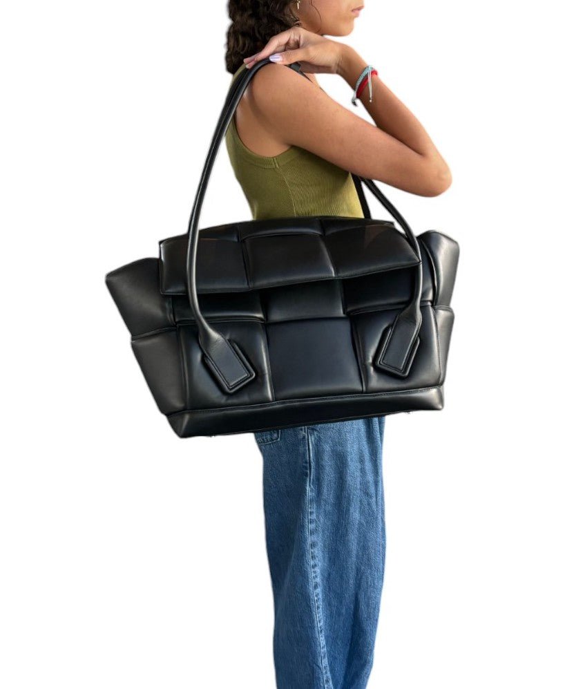 Bottega Veneta Nappa Maxi Intrecciato Padded Large Arco Black Bag