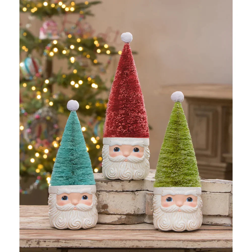 Bottle Brush Santa Blue Figure by Bethany Lowe Designs -11"