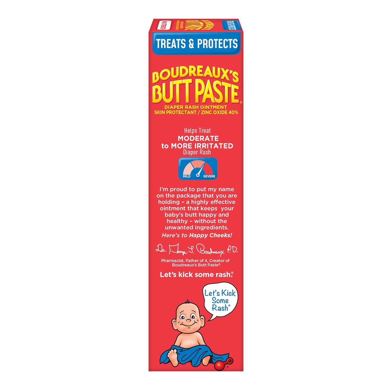 Boudreaux's Butt Paste Maximum Strength Diaper Rash Cream, Ointment for Baby, 4 oz Tube