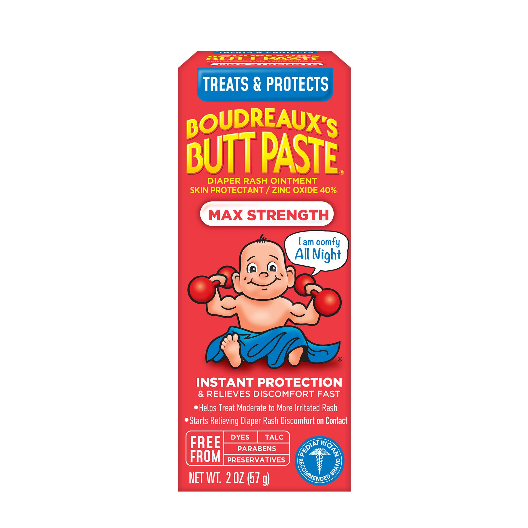 Boudreaux's Butt Paste Maximum Strength Diaper Rash Cream, Ointment for Baby, 4 oz Tube