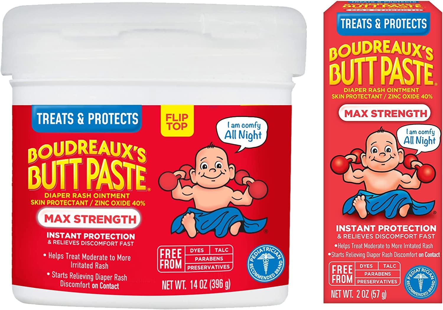 Boudreaux's Butt Paste Maximum Strength Diaper Rash Cream, Ointment for Baby, 4 oz Tube