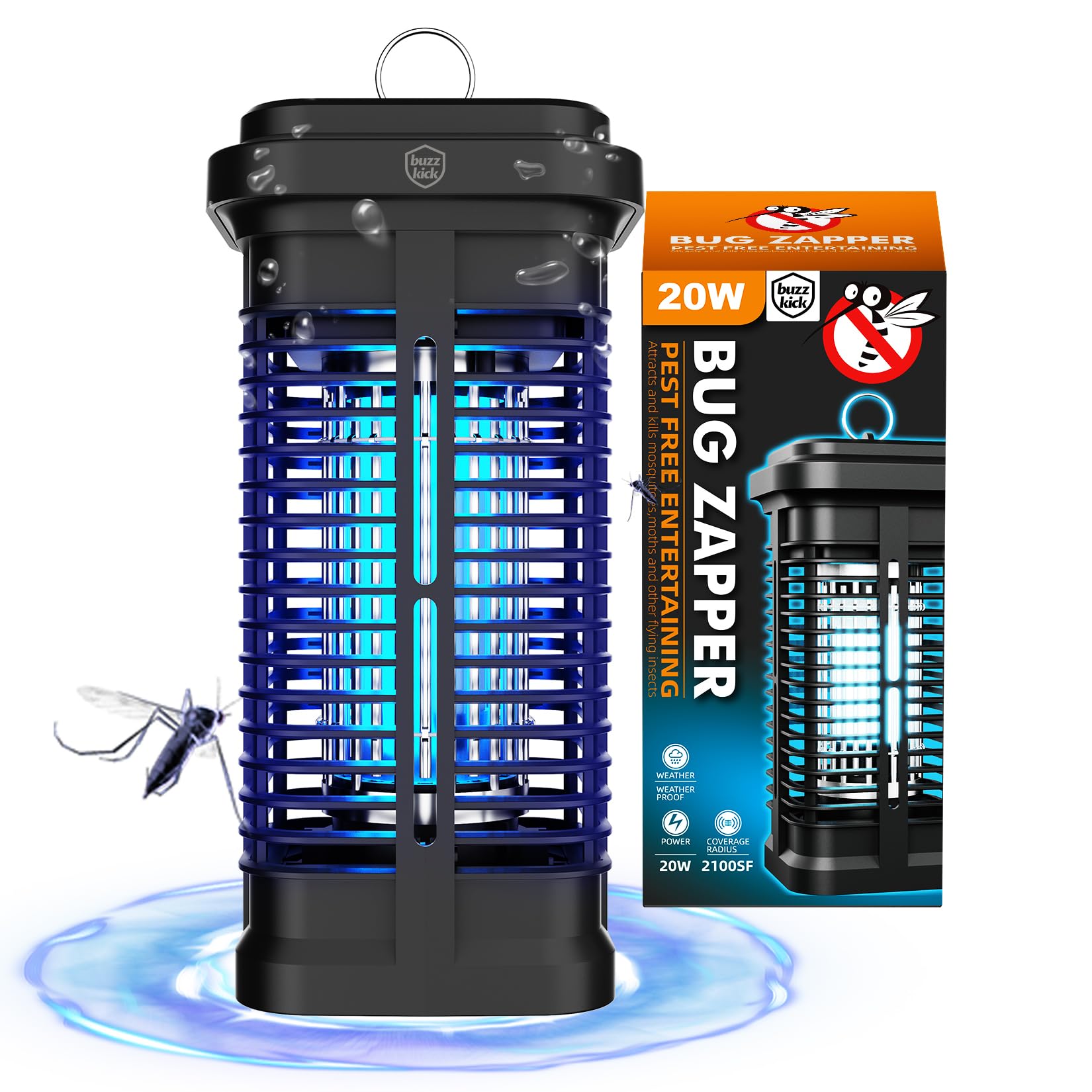 Bug Zapper Indoor, Fly Zappers Electric Mosquitoes Insect Gant Fruit Flies Moth Traps with 4200V for Home Living Room Bedroom Kitchen Backyard Patio Garage Office Camping