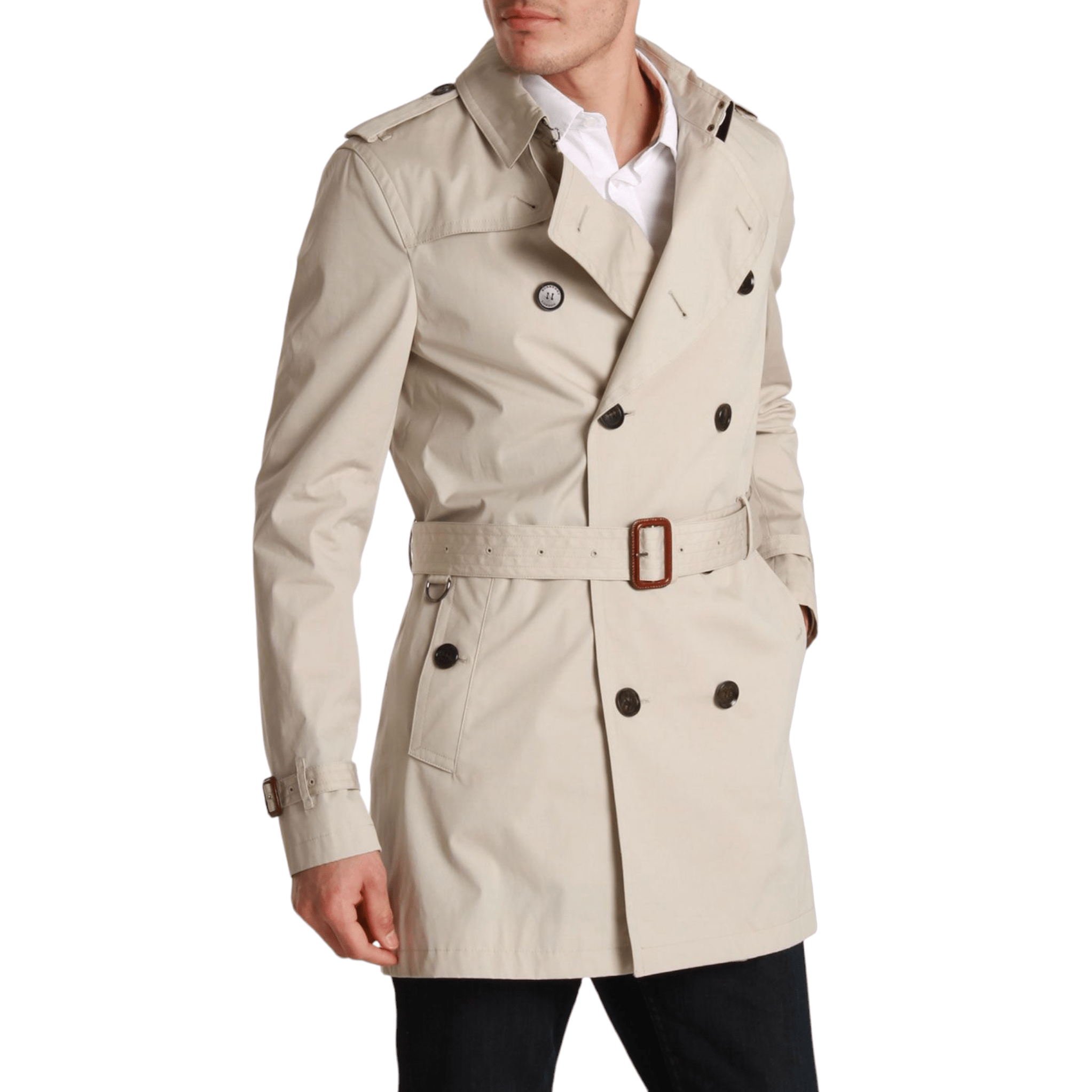 Burberry Mens "Britton" Short Trench Coat, Stone