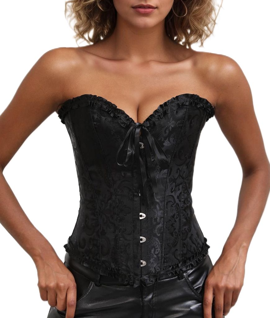 Bustier Corset Tops for Women Overbust Lace Up Date Night Outfit Strapless Steel Boned Going Out Holiday Party Rave Valentine Tank Tops