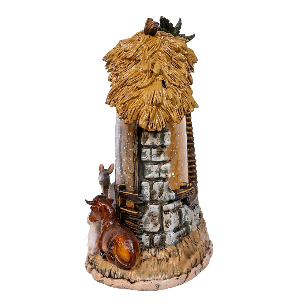 8-Inch Lighted Nativity Scene with Spinning Glitter Water