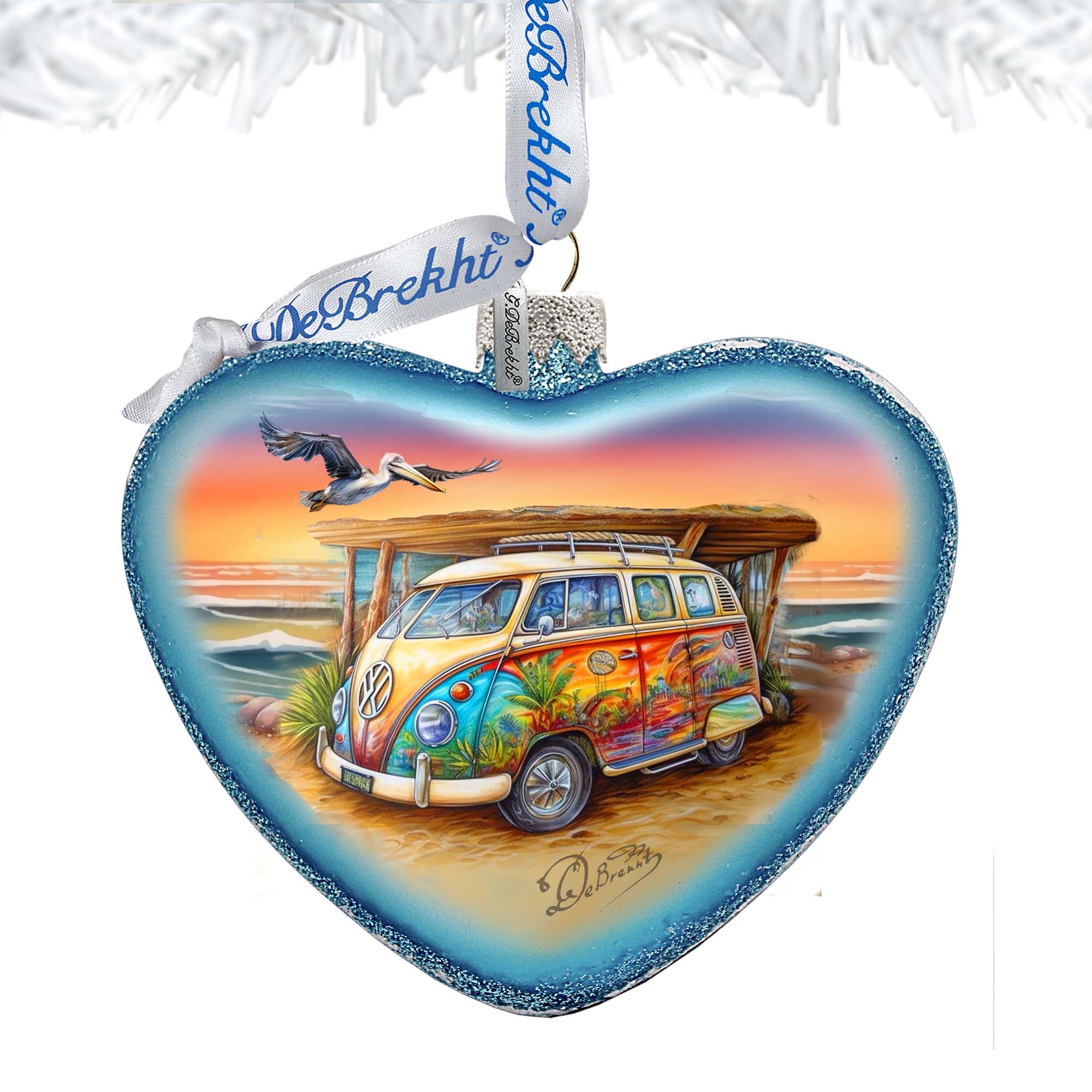 Coastal Truck Heart Glass Ornament by G. Debrekht - Christmas Decor - 753-091