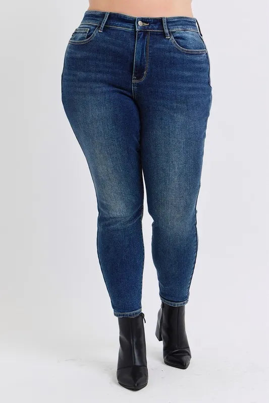 Judy Blue Full Size Run Mid-Rise Waist Skinny Women Jeans with Thermal Lining