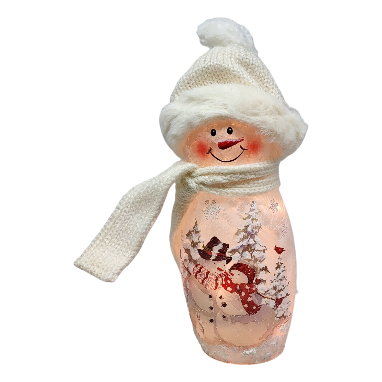 Lighted Snowman Lamp - Snow Couple - 8 Inches tall