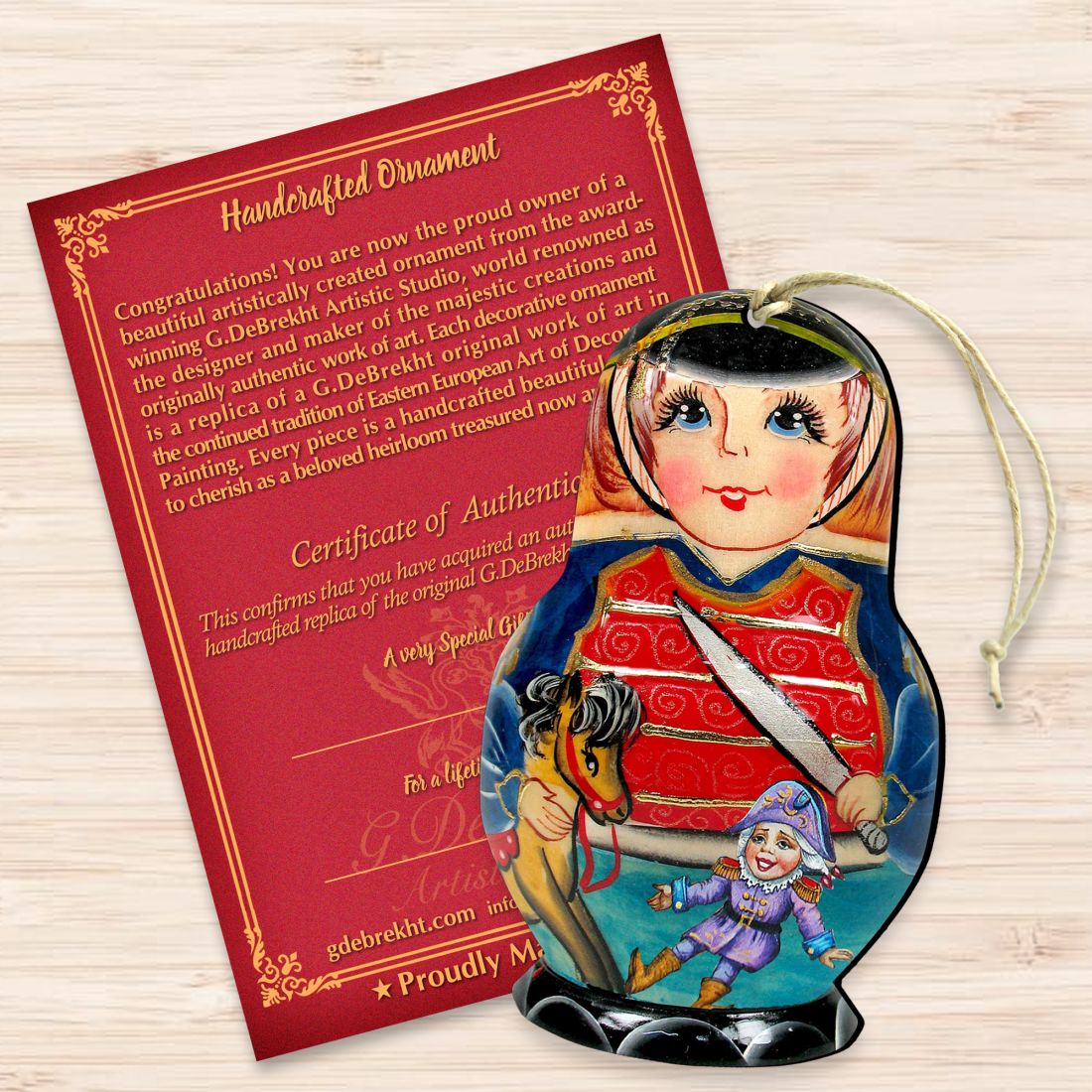 Nutcracker Nesting Doll Wooden Ornaments by G. DeBrekht - Christmas Decor - 8115151