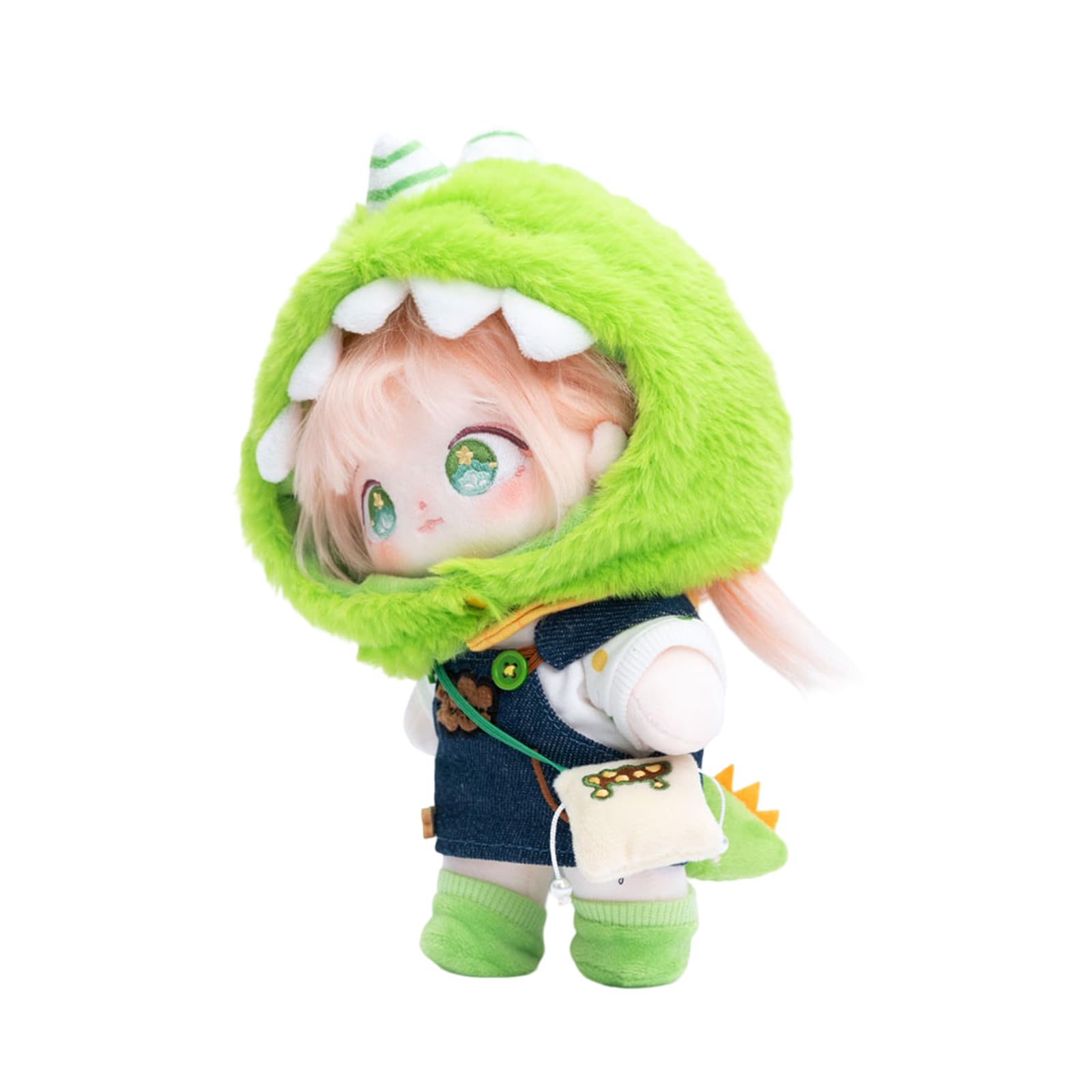 CALEMBOU 20cm Plush Doll, Cute Soft Stuffed Dress up Doll with Skeleton, Kawaii Plush Toys for Birthday with Clothes (Amiao + Working Lamb Set)