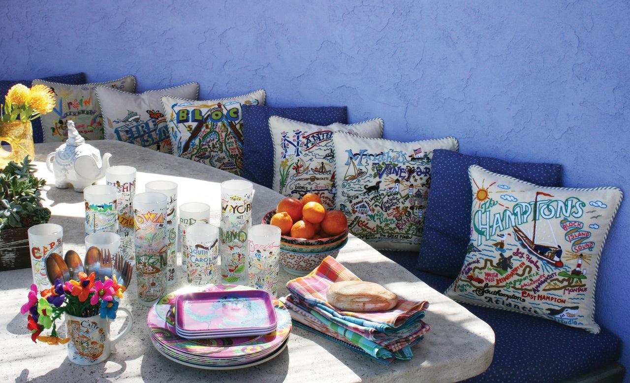 California Hand-Embroidered Pillow