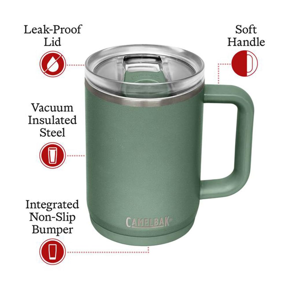 CamelBak Thrive Leak-Proof 16 oz Mug, Insulated Stainless Steel - for Travel, Coffee, Tea, hot Beverages - Spill Proof - Cup-Holder Compatible, Navy