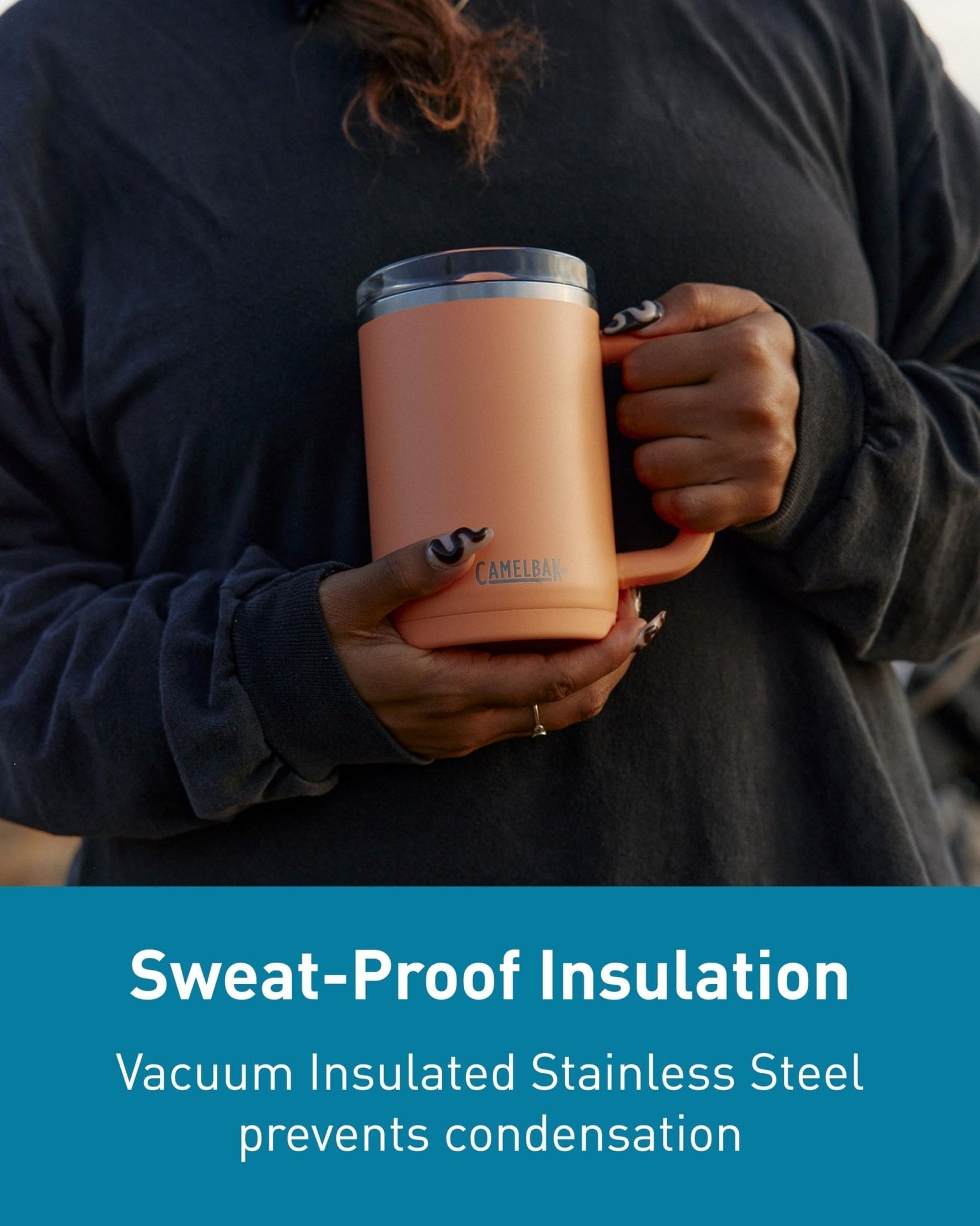 CamelBak Thrive Leak-Proof 16 oz Mug, Insulated Stainless Steel - for Travel, Coffee, Tea, hot Beverages - Spill Proof - Cup-Holder Compatible, Navy