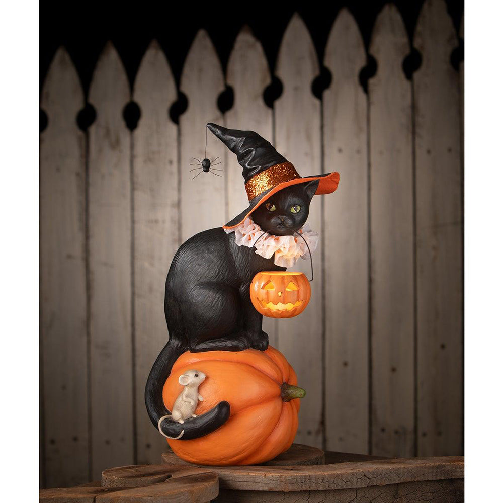 Cat Witch on Pumpkin by Bethany Lowe Designs