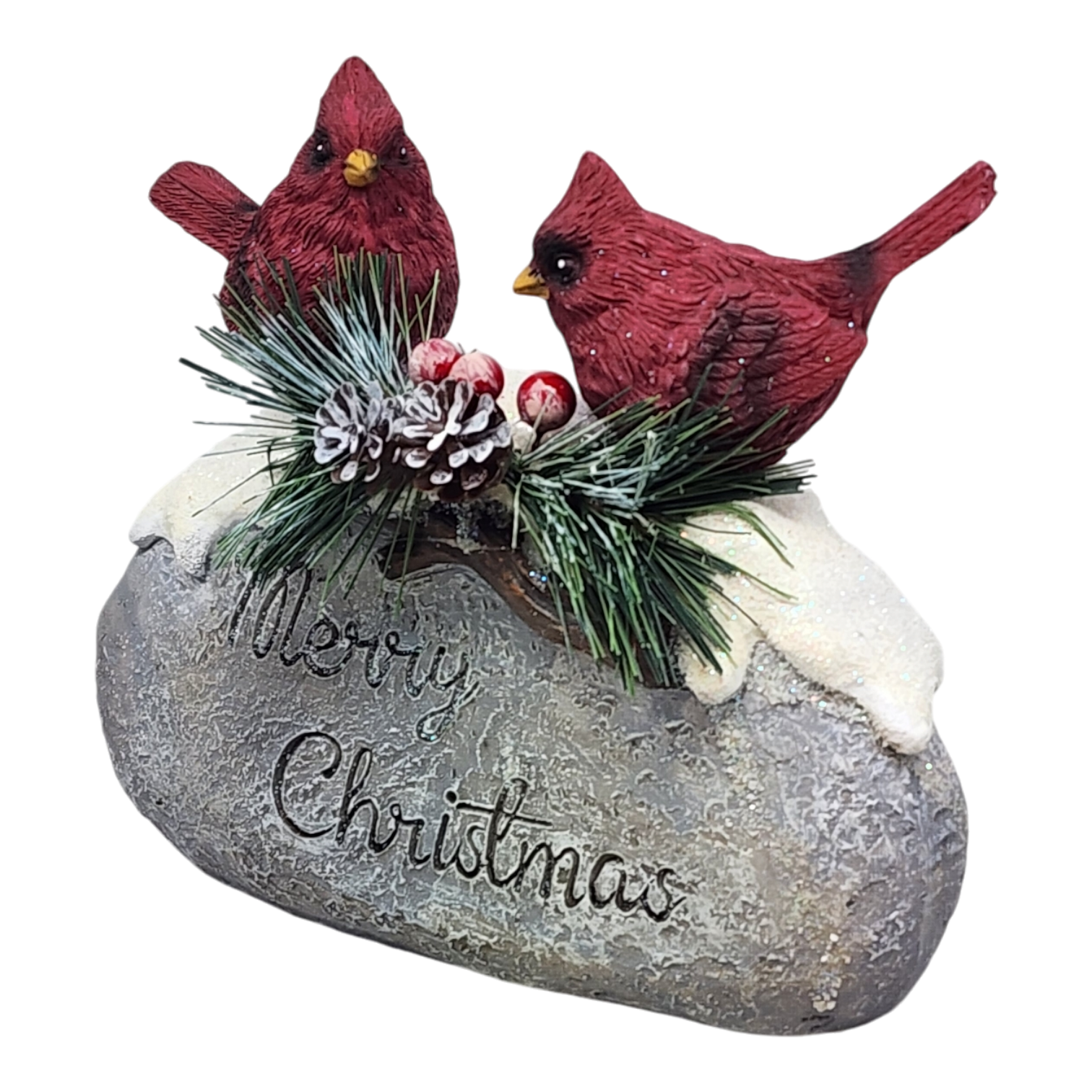 Holiday Cardinals on Stone - 7 Inch