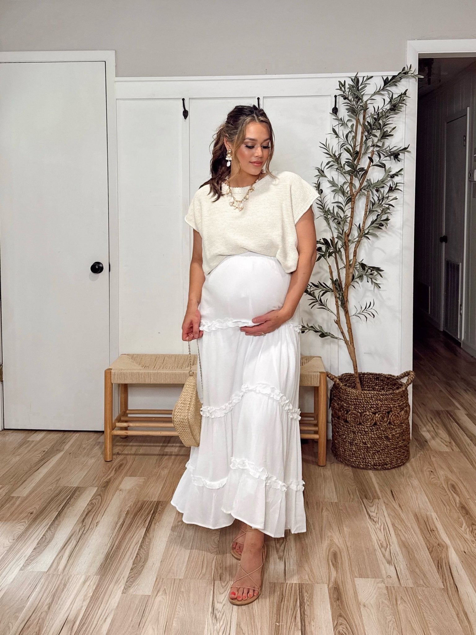 Celeste Cascade White Tiered Maxi Skirt - FINAL SALE