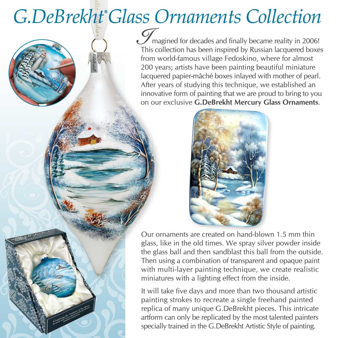 Classical Drops Glass Ornament Set of 3 by G. DeBrekht - Christmas Decor - 74121-B3