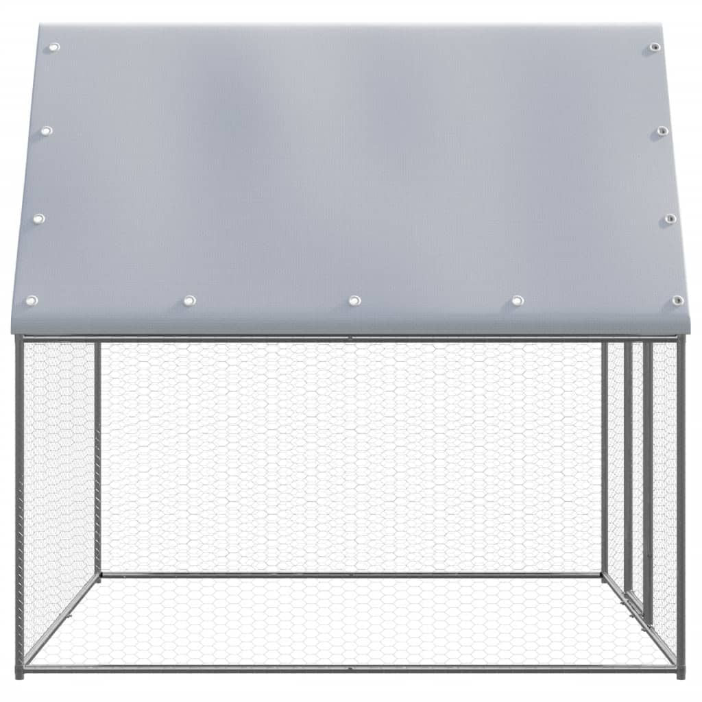 Chicken Cage Silver and Gray 6.6'x6.6'x6.6' Galvanized Steel