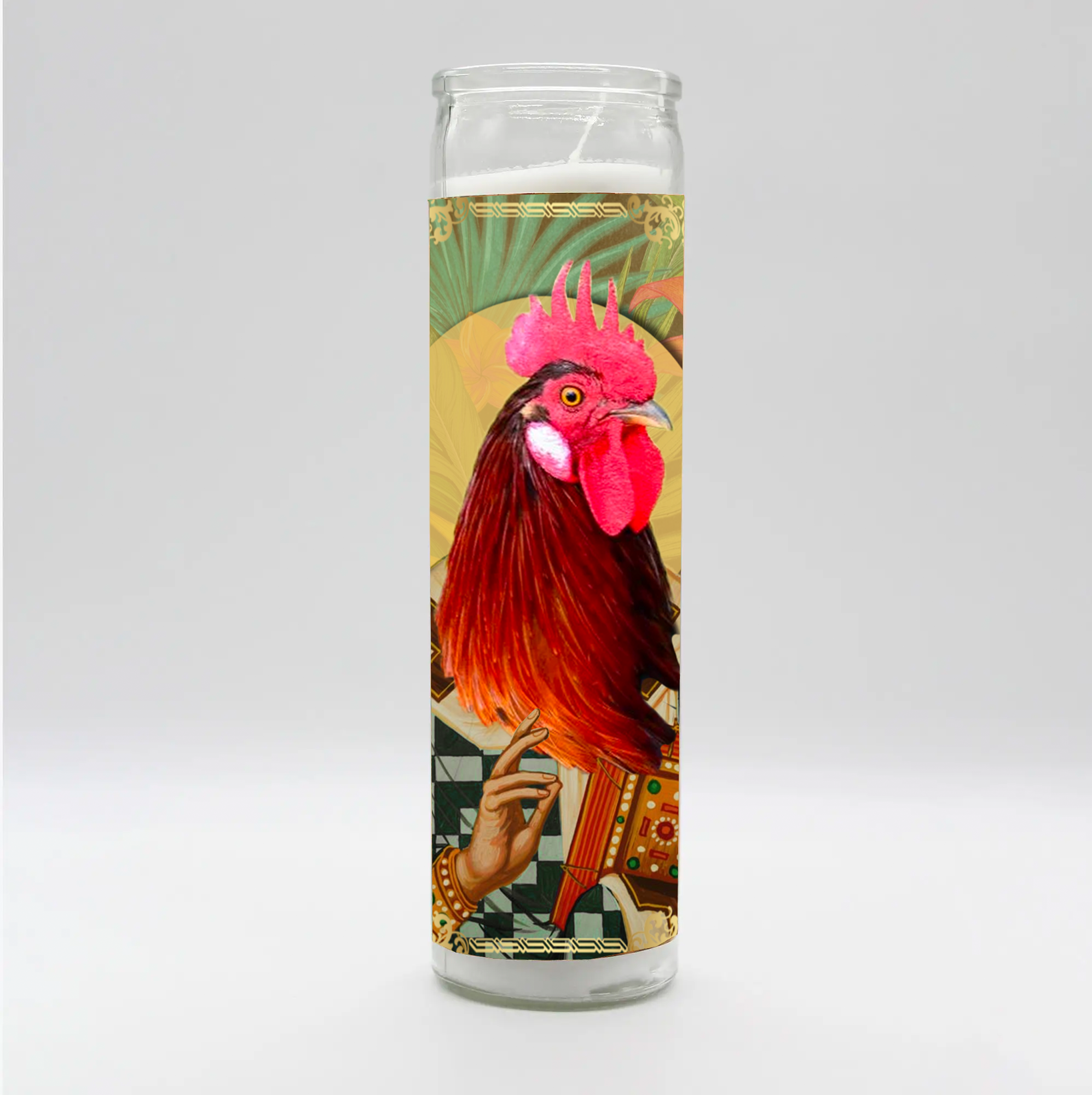 Saint Rhode Island Red Chicken Candle by BOBBYK