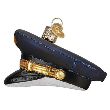 Pilots Cap Glass Ornament