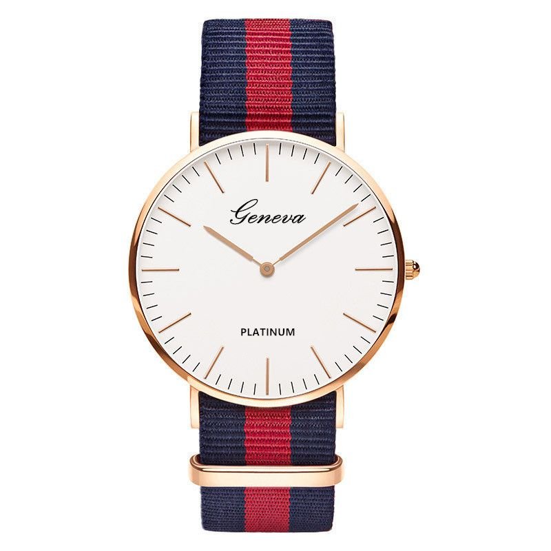 Classic Fashion Stripe Nylon Band Women Watch Top Luxury Brand Men Quartz Wrist Watch Lady Watch Montre Femme Horloge Saat Clock