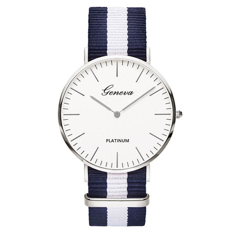 Classic Fashion Stripe Nylon Band Women Watch Top Luxury Brand Men Quartz Wrist Watch Lady Watch Montre Femme Horloge Saat Clock