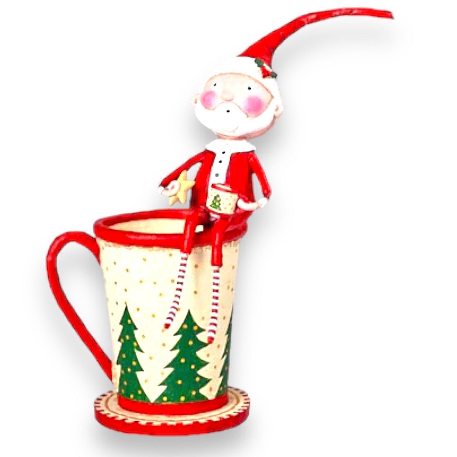 Cocoa and Cookies Santa Figurine by Lori Mitchell