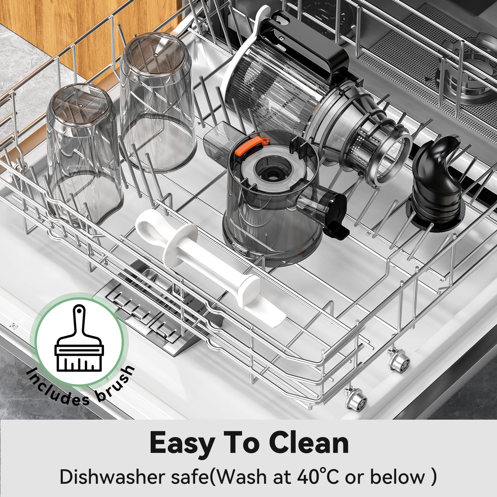 Cold Press Juicer, LINKChef Slow Masticating Juicer Machines with No-Prep 4.35" Large Feed Chute & Upgraded Auger for Whole Vegetables and Fruits, 42oz Capacity, Easy to Clean, Light Green