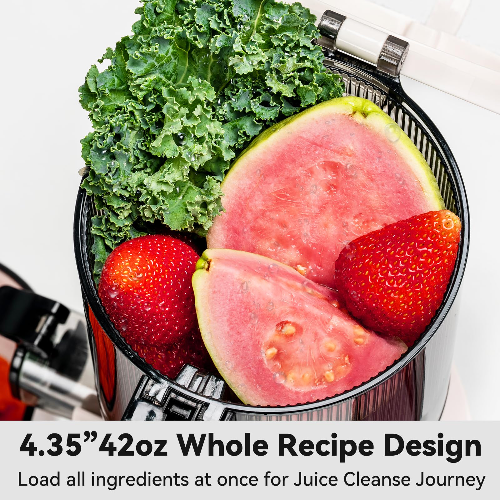 Cold Press Juicer, LINKChef Slow Masticating Juicer Machines with No-Prep 4.35" Large Feed Chute & Upgraded Auger for Whole Vegetables and Fruits, 42oz Capacity, Easy to Clean, Light Green