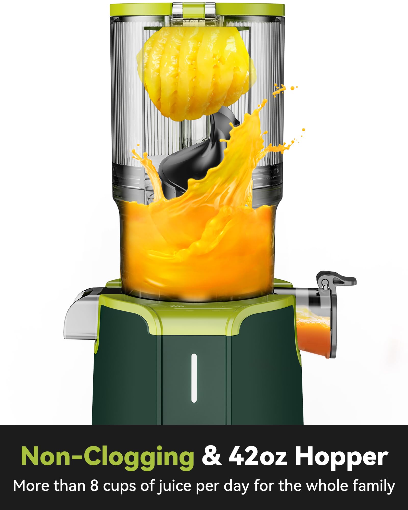 Cold Press Juicer, LINKChef Slow Masticating Juicer Machines with No-Prep 4.35" Large Feed Chute & Upgraded Auger for Whole Vegetables and Fruits, 42oz Capacity, Easy to Clean, Light Green