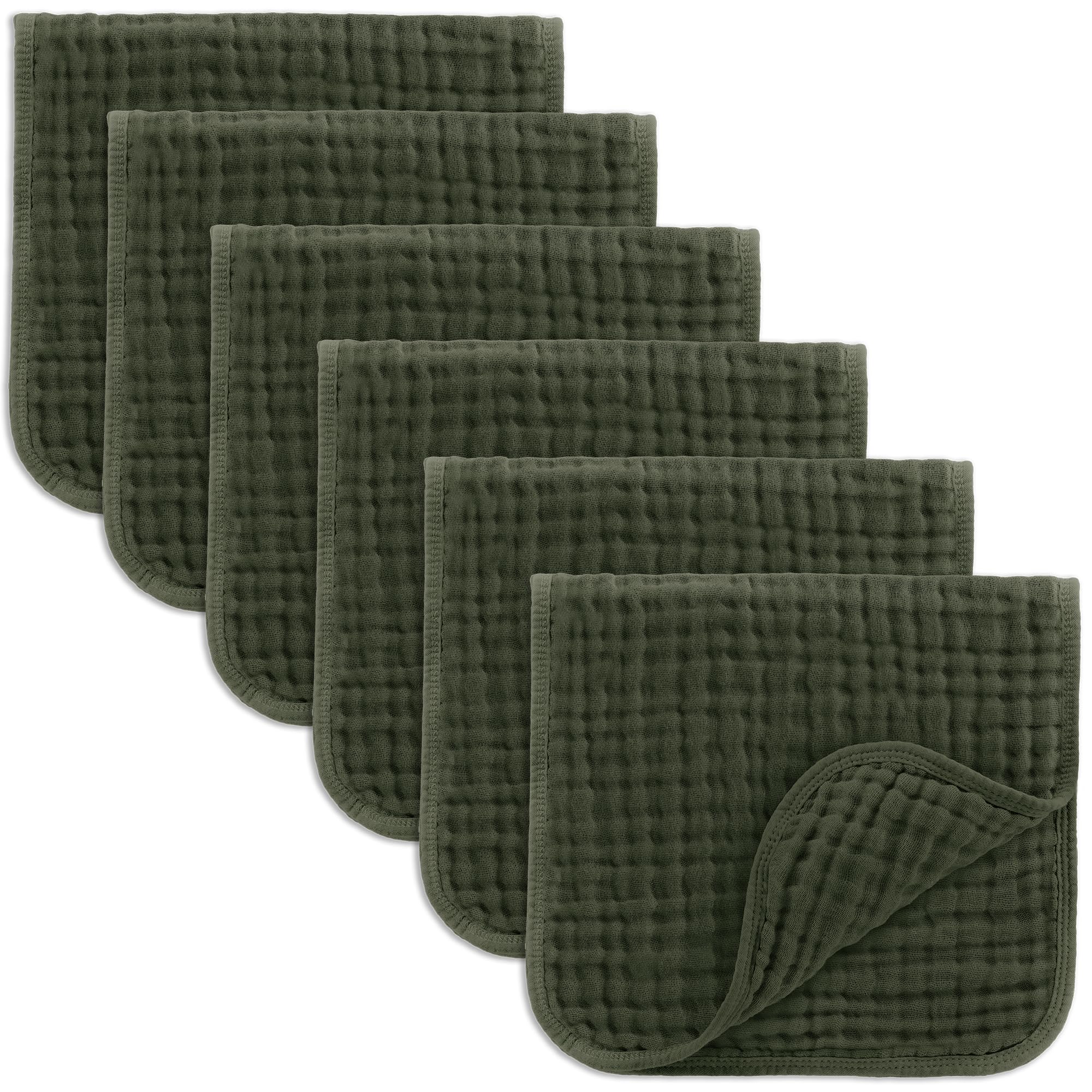 Comfy Cubs Muslin Burp Cloths 20" x 10", Pack of 10 - Large, 6-Layer, Ultra Absorbent 100% Cotton for Baby Drool and Messes - Soft, Safe & Gentle Baby Burp Cloths for Boys & Girls - Multi