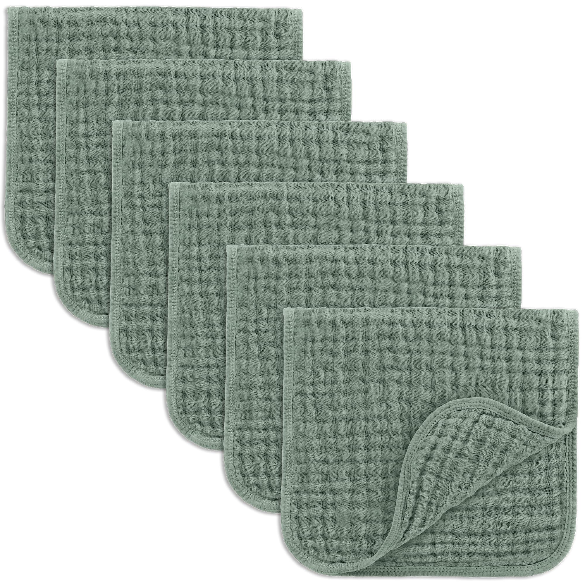 Comfy Cubs Muslin Burp Cloths 20" x 10", Pack of 10 - Large, 6-Layer, Ultra Absorbent 100% Cotton for Baby Drool and Messes - Soft, Safe & Gentle Baby Burp Cloths for Boys & Girls - Multi