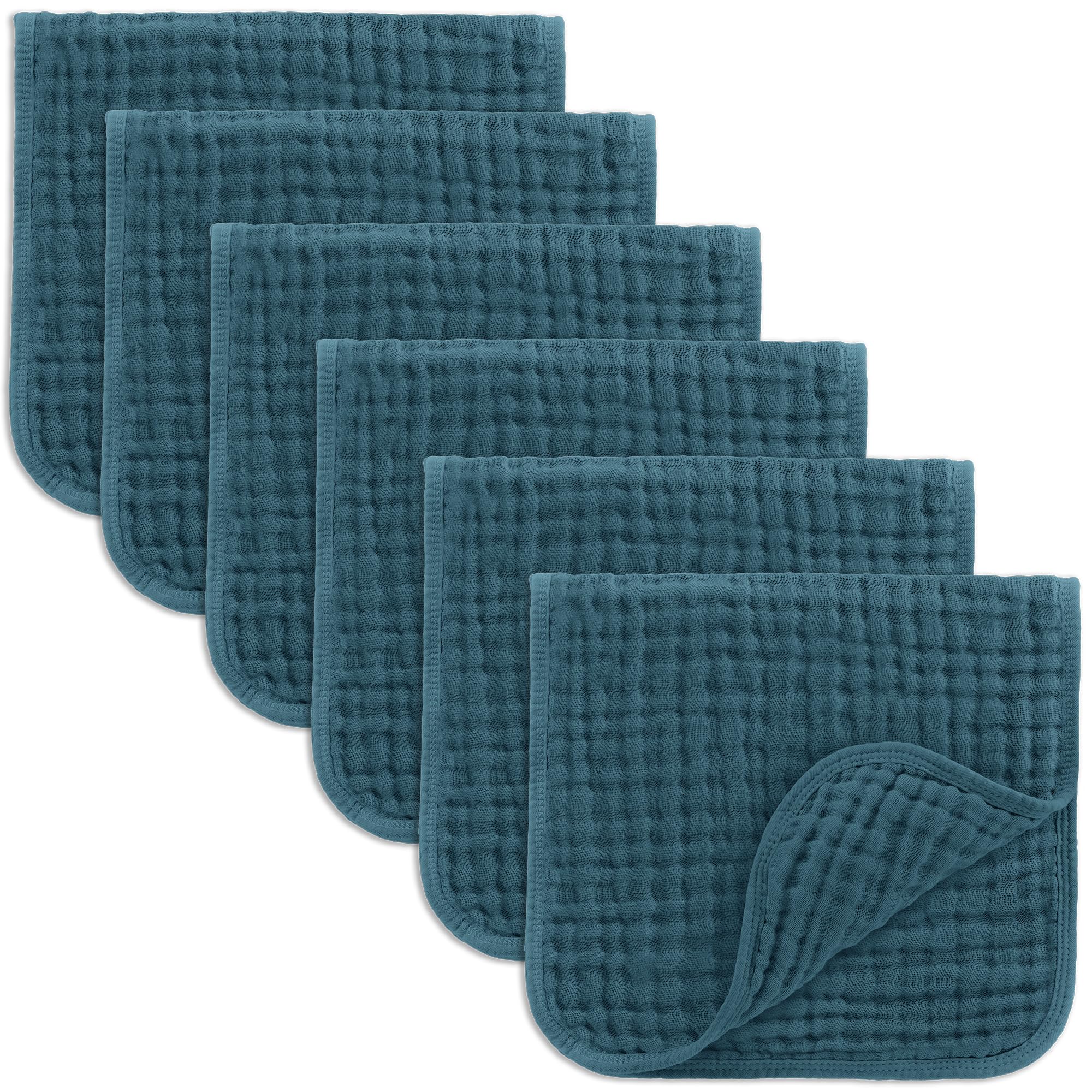 Comfy Cubs Muslin Burp Cloths 20" x 10", Pack of 10 - Large, 6-Layer, Ultra Absorbent 100% Cotton for Baby Drool and Messes - Soft, Safe & Gentle Baby Burp Cloths for Boys & Girls - Multi