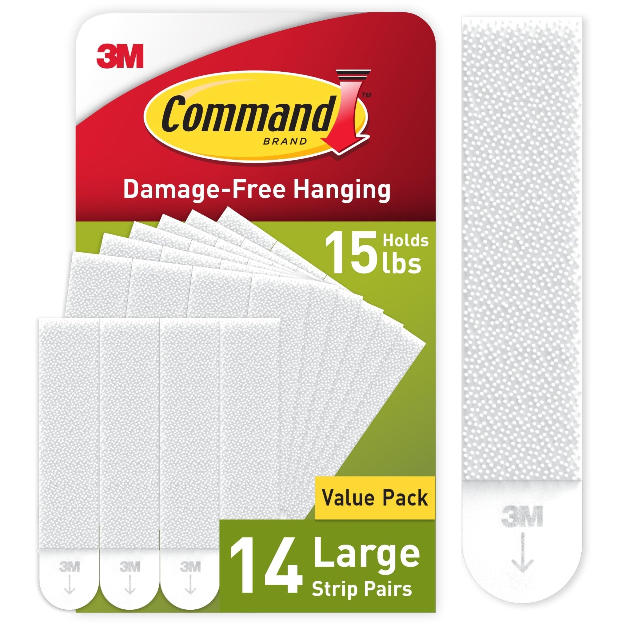 Command 15 lb Large Picture Hanging Strips 14 Pairs (28 Command Strips), Damage-Free Hanging Picture Hangers, No Tools Wall Hanger for Home Decor, White Adhesive