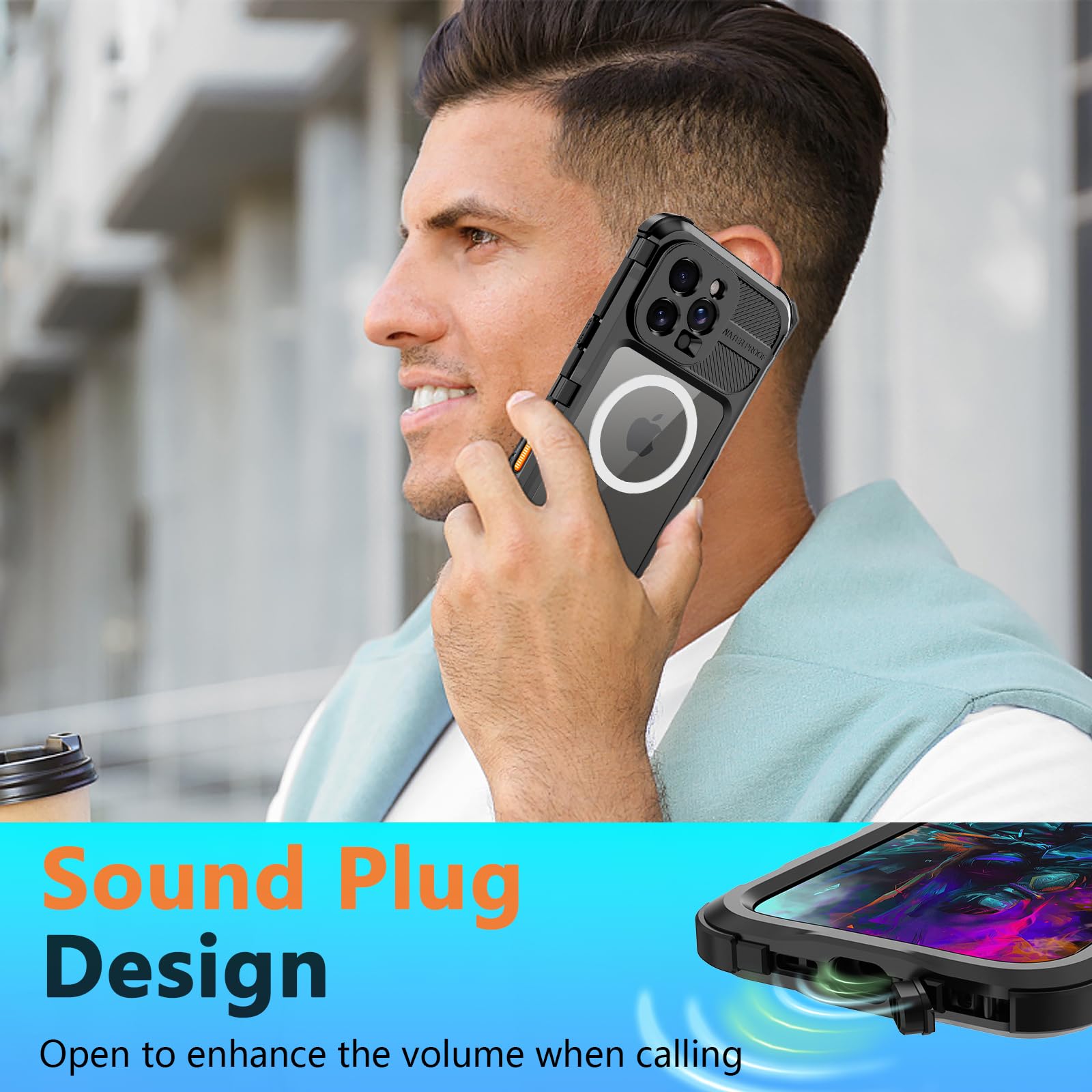 Compatible with iPhone 16 Pro Max Waterproof Case, Shockproof Phone Case with Built in Screen Protector, Full Body Protective Case for iPhone 16 Pro Max 6.9 inch 2024 (Black, 16 Pro Max)