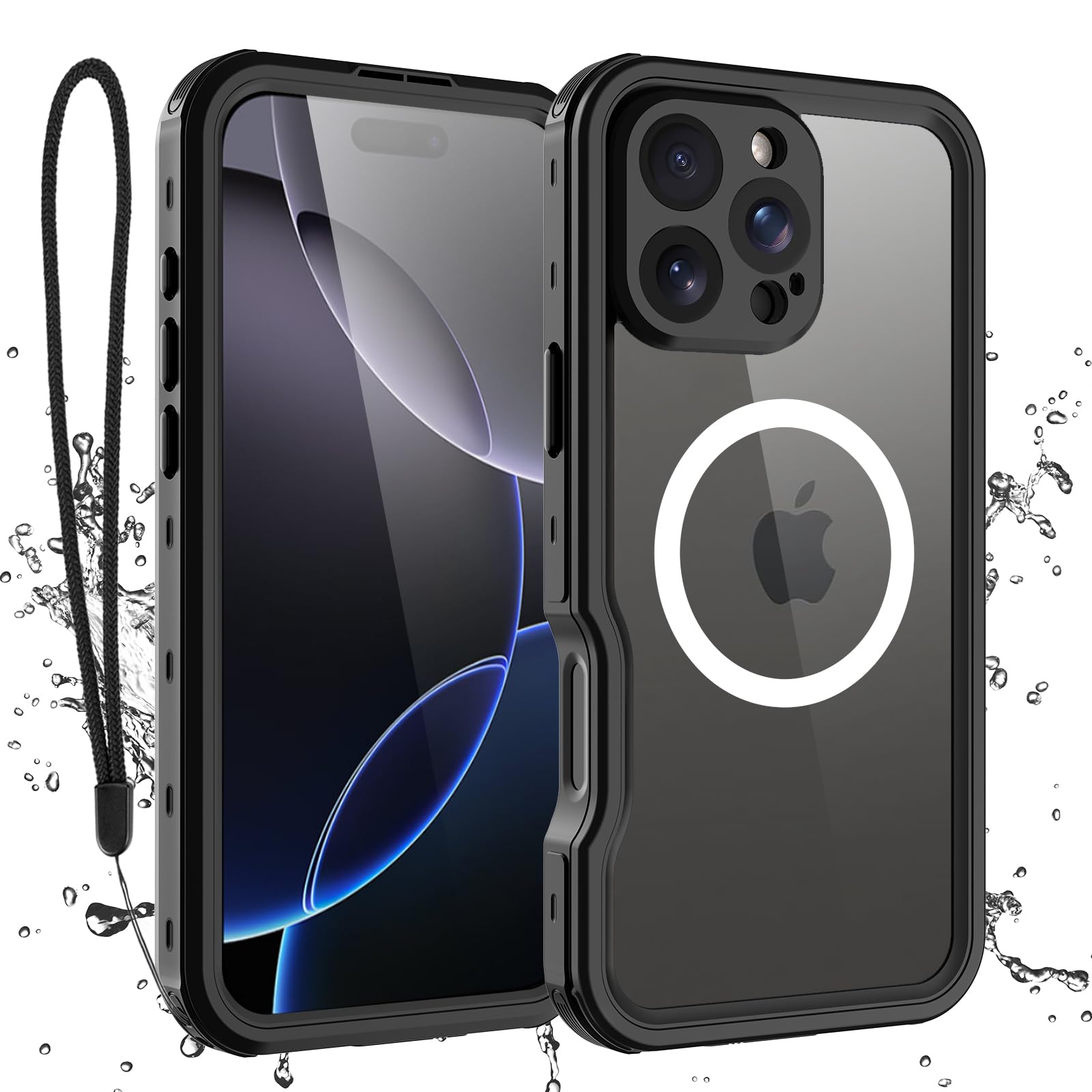 Compatible with iPhone 16 Pro Max Waterproof Case, Shockproof Phone Case with Built in Screen Protector, Full Body Protective Case for iPhone 16 Pro Max 6.9 inch 2024 (Black, 16 Pro Max)